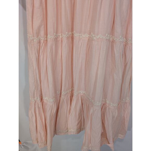 Lucky Brand Embroidered Cotton Tiered Midi Dress Pink Small - Picture 5 of 8